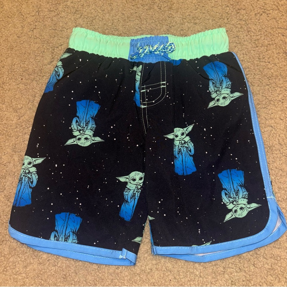 Star Wars Kids Blue & Black Yoda Swim Shorts, size 4/5